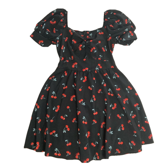 SHEIN Dresses & Skirts - Black Mini Dress With Cherry Print